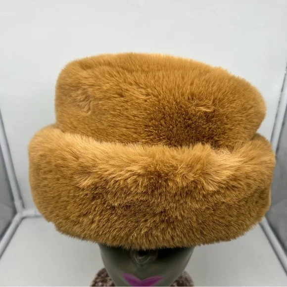 NEW ZARA Brown Faux Fur Oversized Bucket Hat sz S - Picture 3 of 6